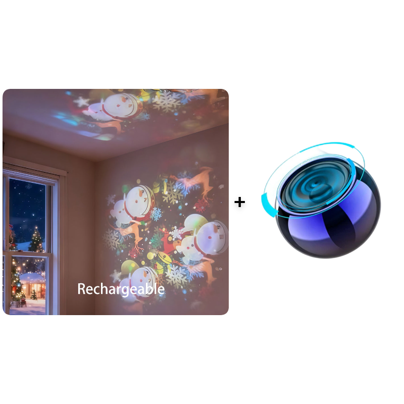 Night Light Projector Rotating Selectable Themes Rechargeable & USB