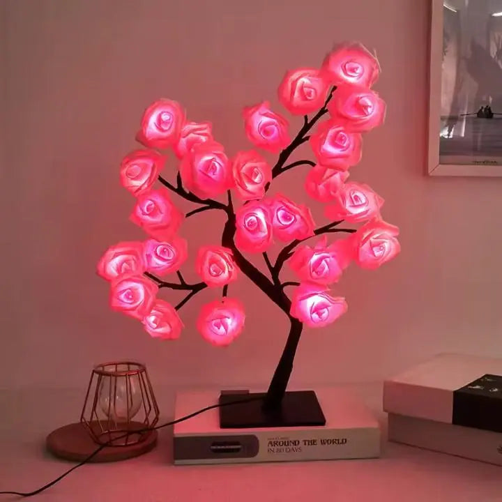 Night Light Rose-Shaped Soft Warm LED USB & Battery