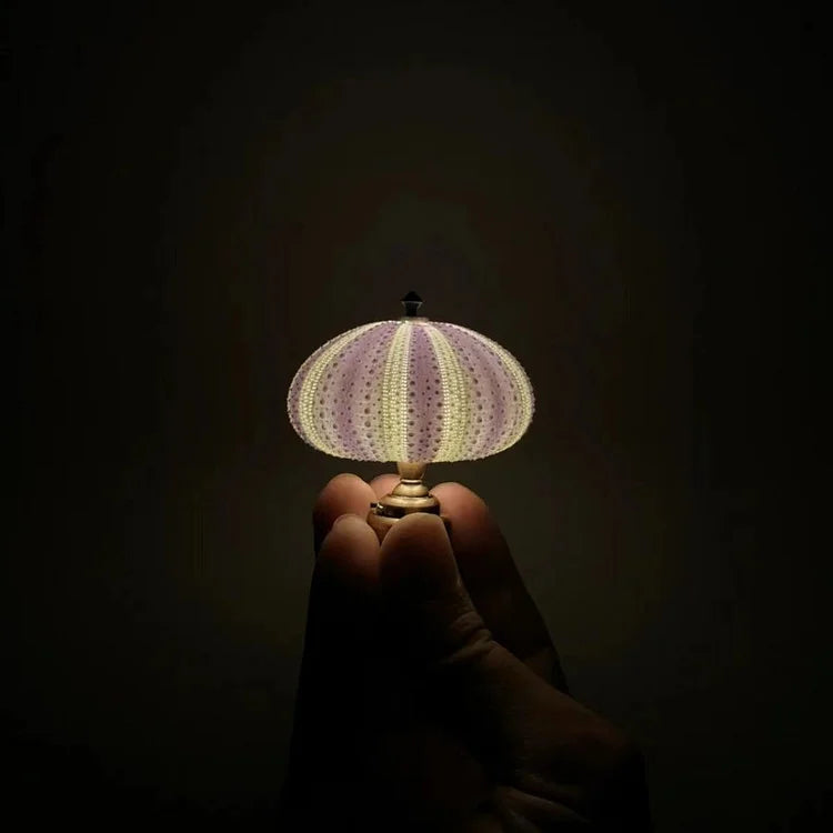 Night Light Sea Urchin Silhouette Warm Glow Gold-Tone Base