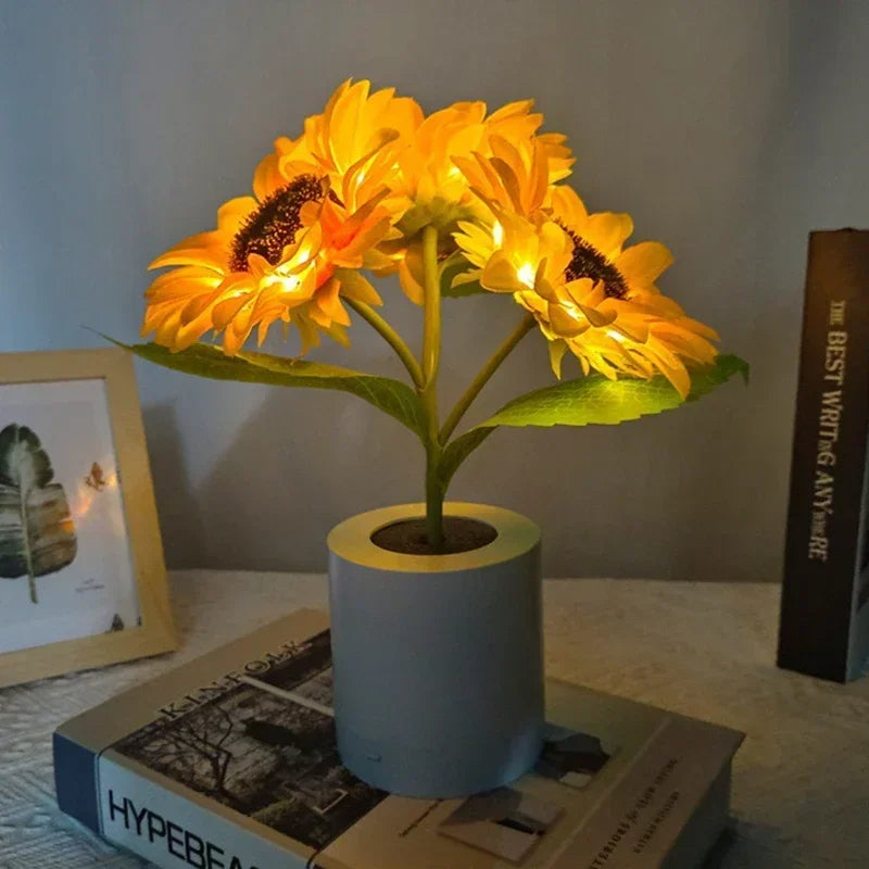 Night Light Sunflower Design Warm LED & USB Rechargeable