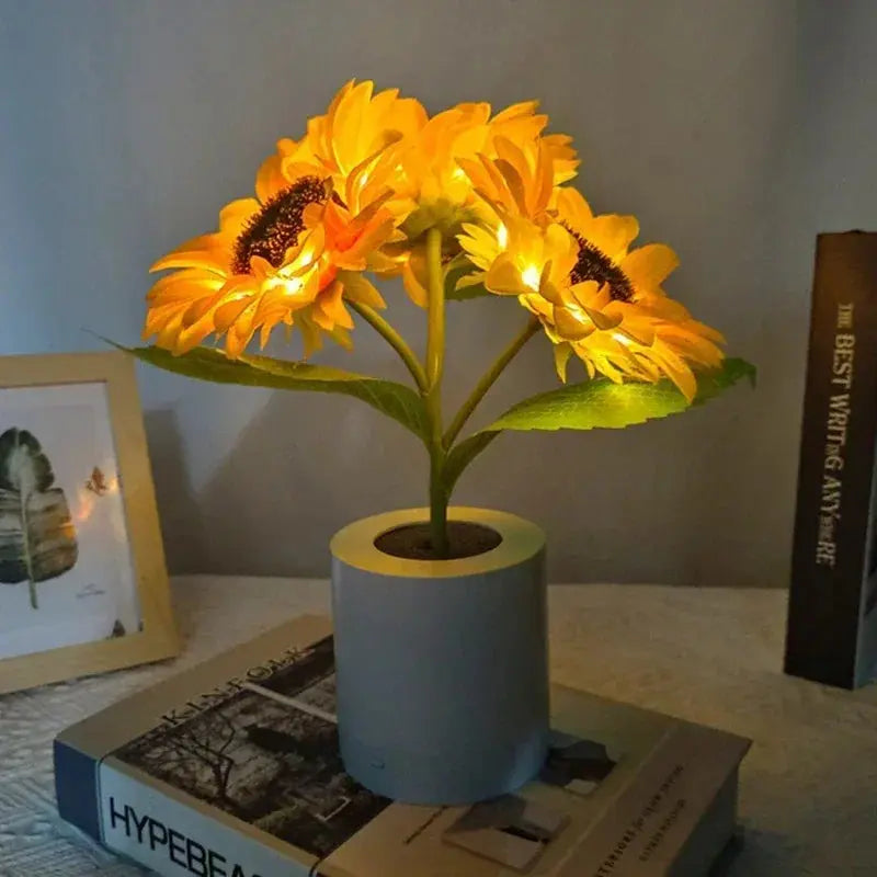Night Light Sunflower Design Warm LED & USB Rechargeable