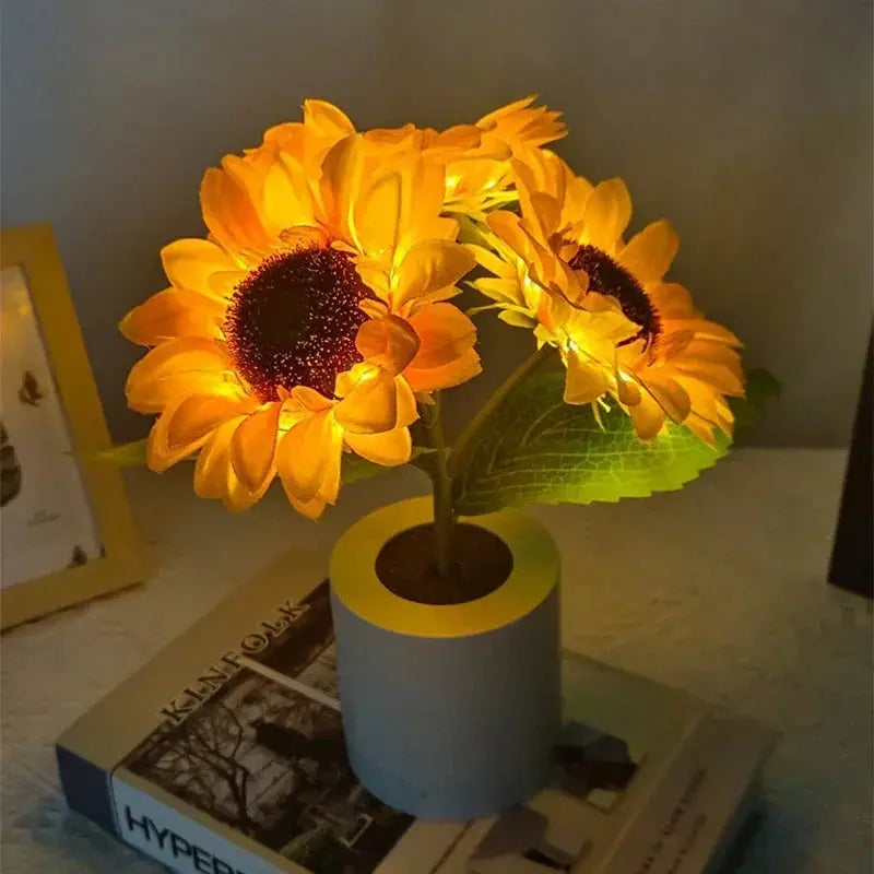 Night Light Sunflower Design Warm LED & USB Rechargeable