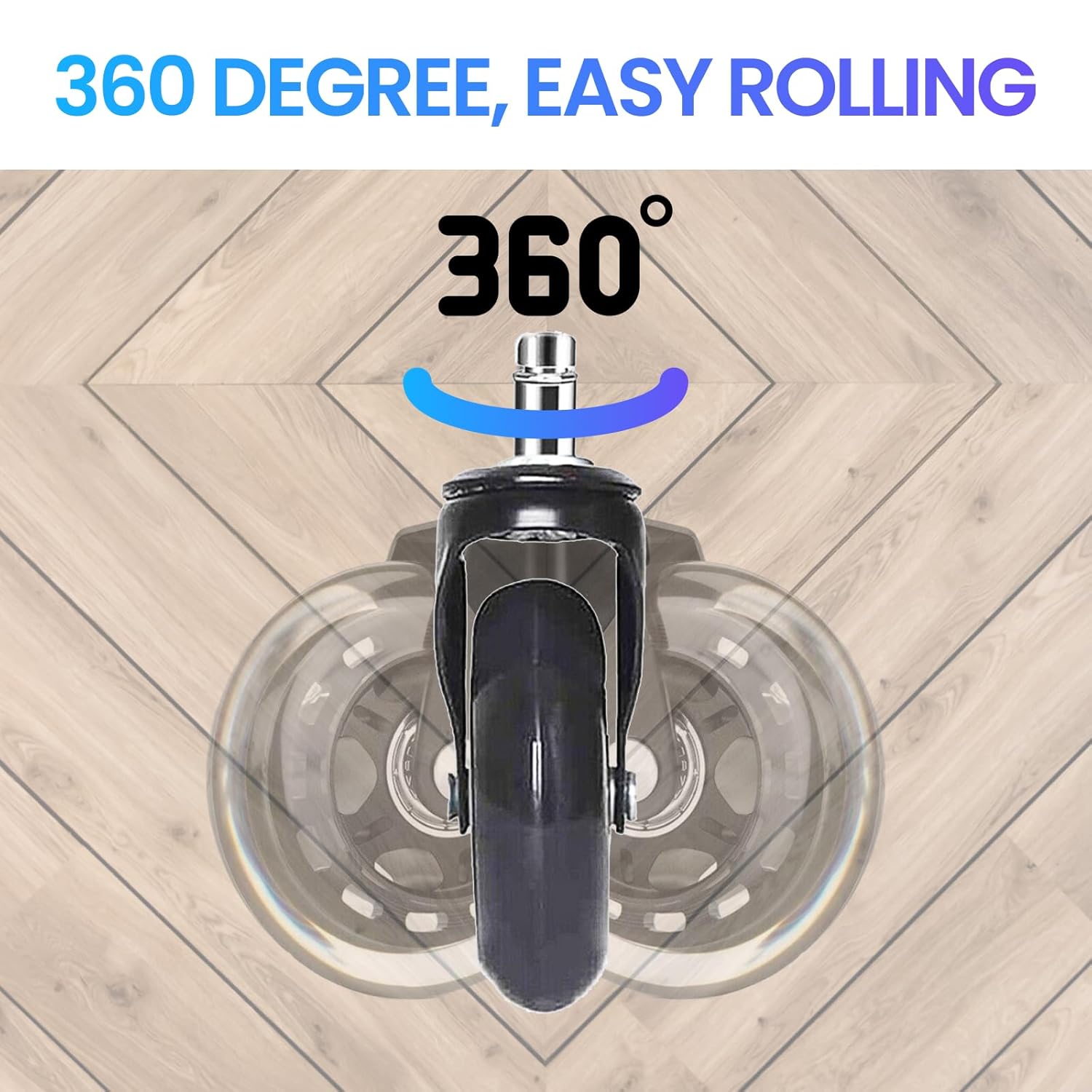 Office Chair Casters Silent Polyurethane Scratch-Free Set of 5
