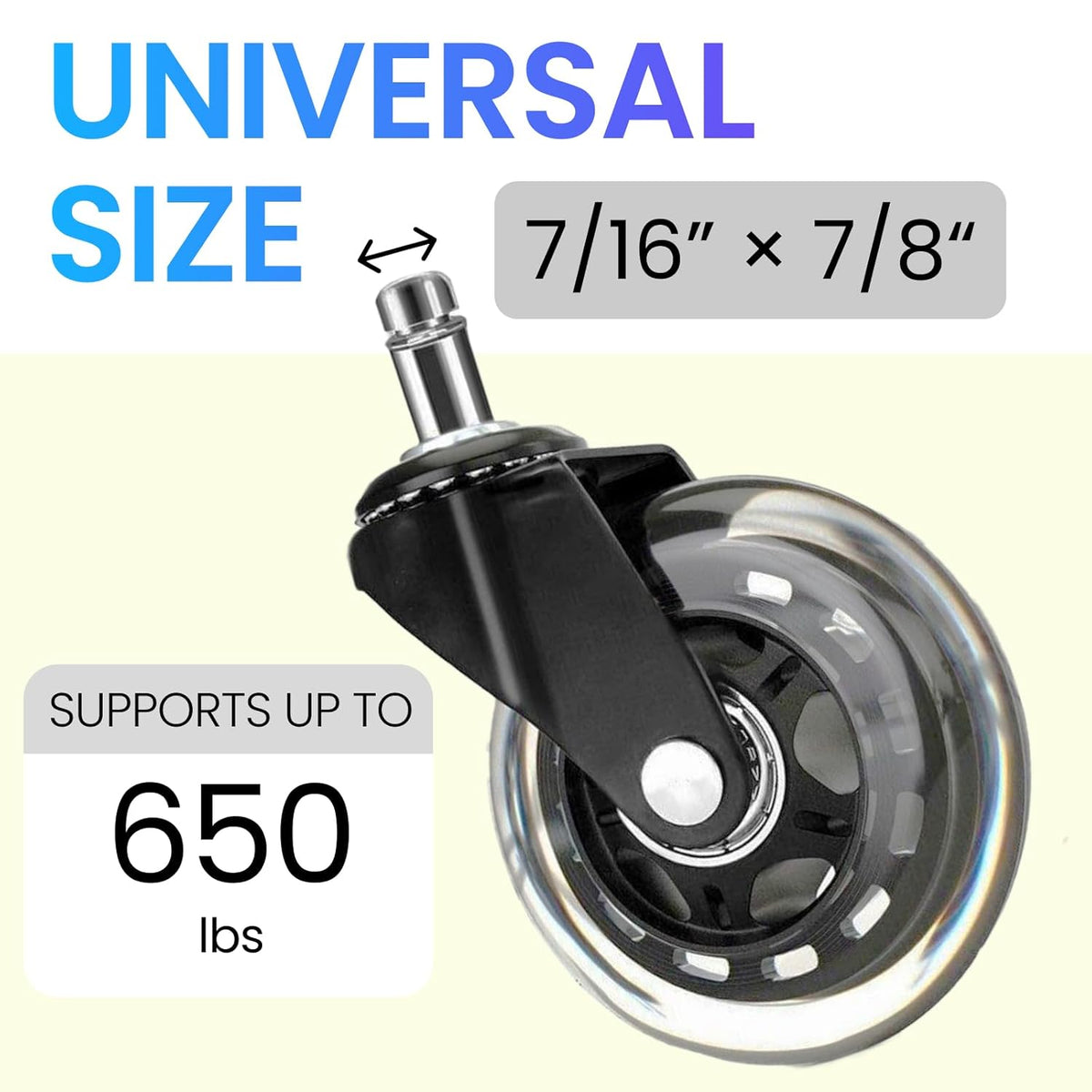 Office Chair Casters Silent Polyurethane Scratch-Free Set of 5