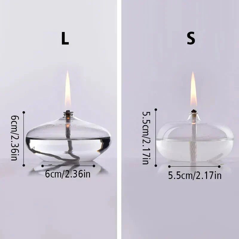 Oil Lamp Clear Glass Candle-Style Small & Large