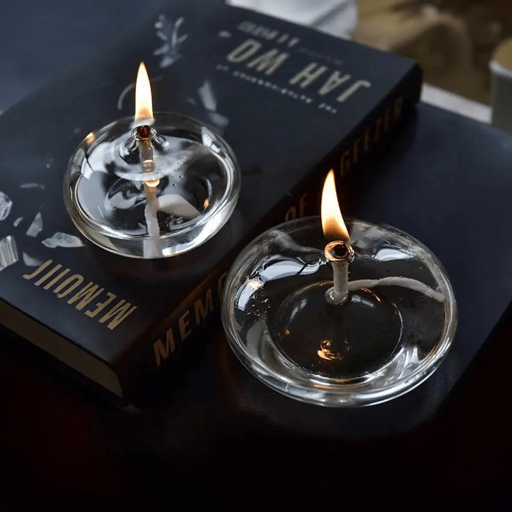 Oil Lamp Clear Glass Drip-Free Wick Included