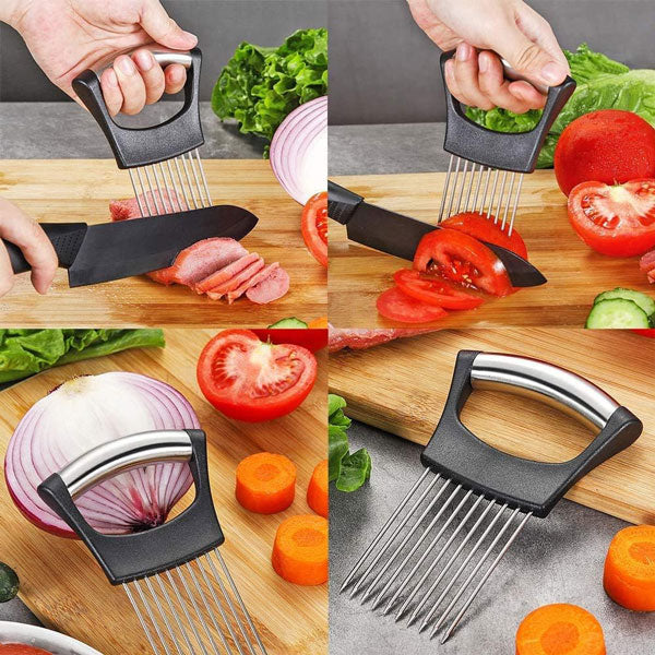 Onion Holder Stainless Steel Spikes Non-Slip Handle