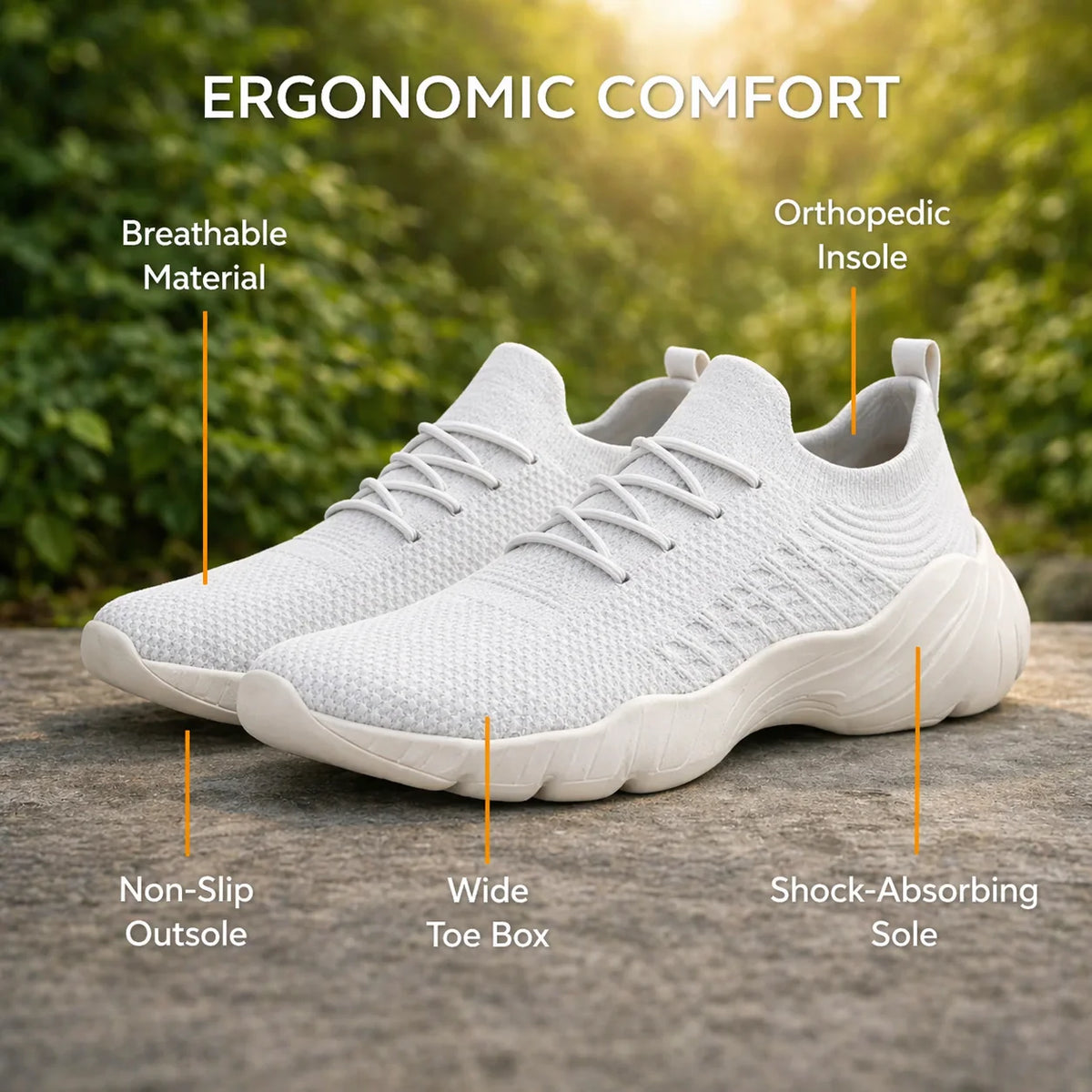 Orthopedic Sneakers Wide Toe Box & Gel-Padded Sole
