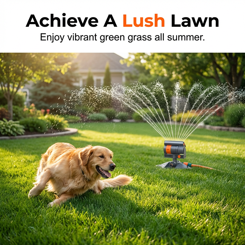 Oscillating Lawn Sprinkler Adjustable Spray Width & Weighted Base