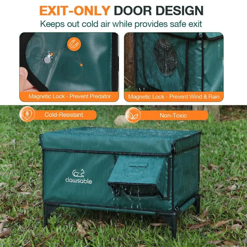 Outdoor Cat House Insulated Built-In Heater Waterproof Steel Frame