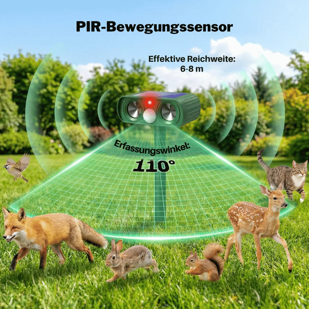 Outdoor Dog Repeller Ultrasonic Solar Powered 8 m Range