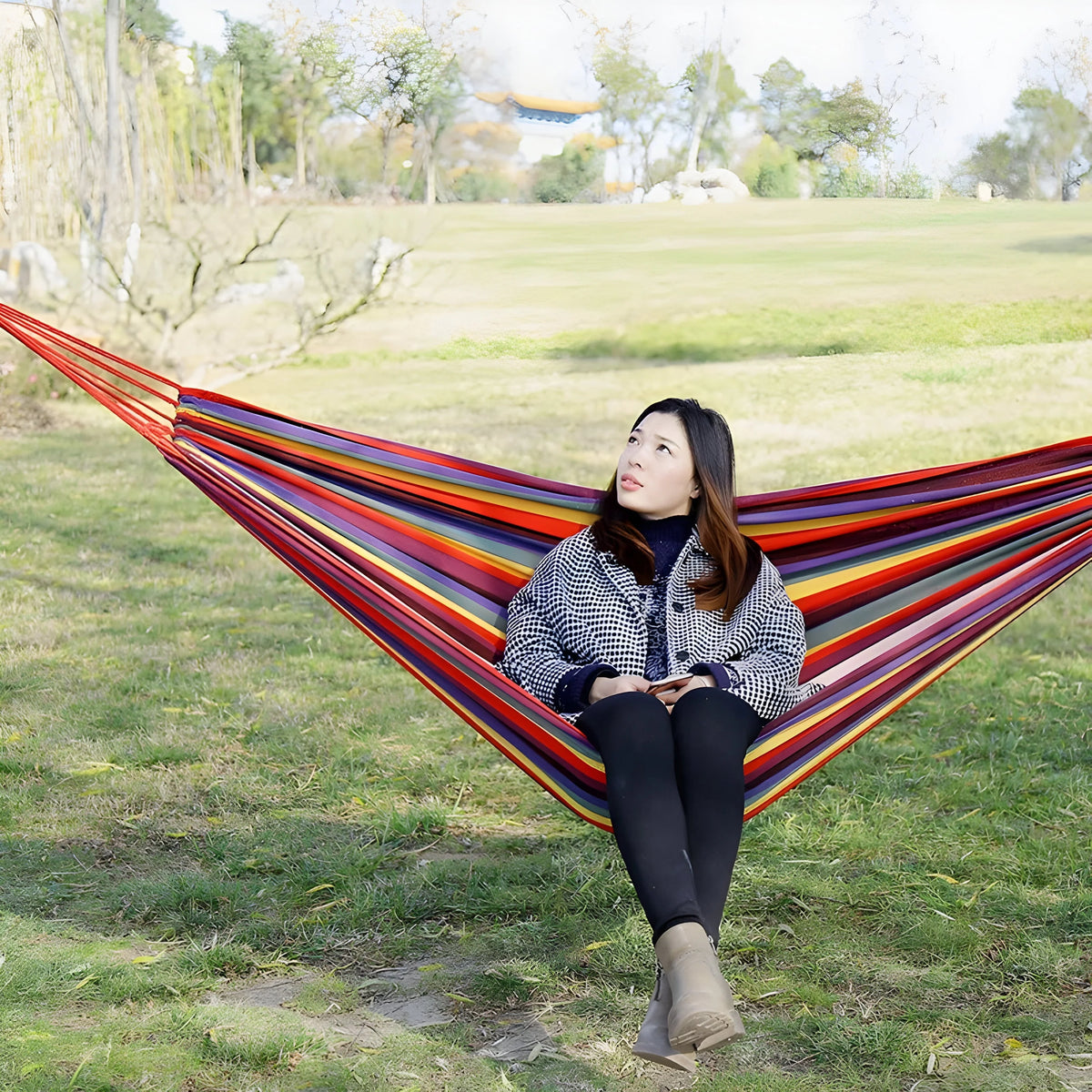 Outdoor Hammock Breathable Mesh 441 Lbs Carabiners & Bag