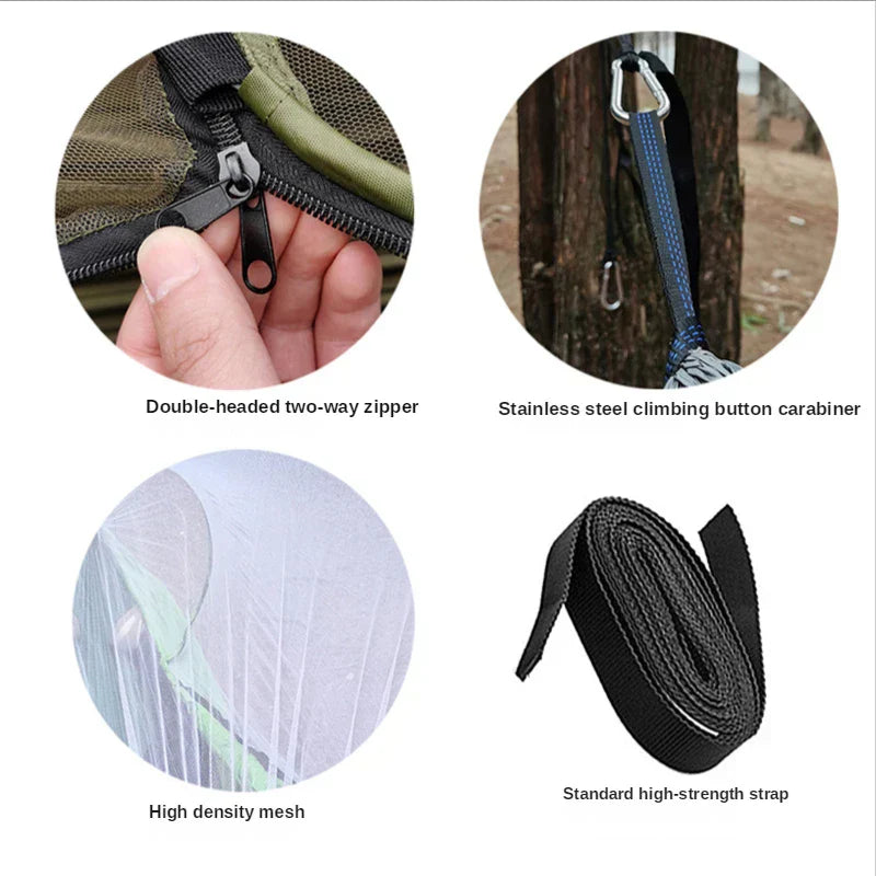 Outdoor Hammock Integrated Mosquito Net Parachute Fabric