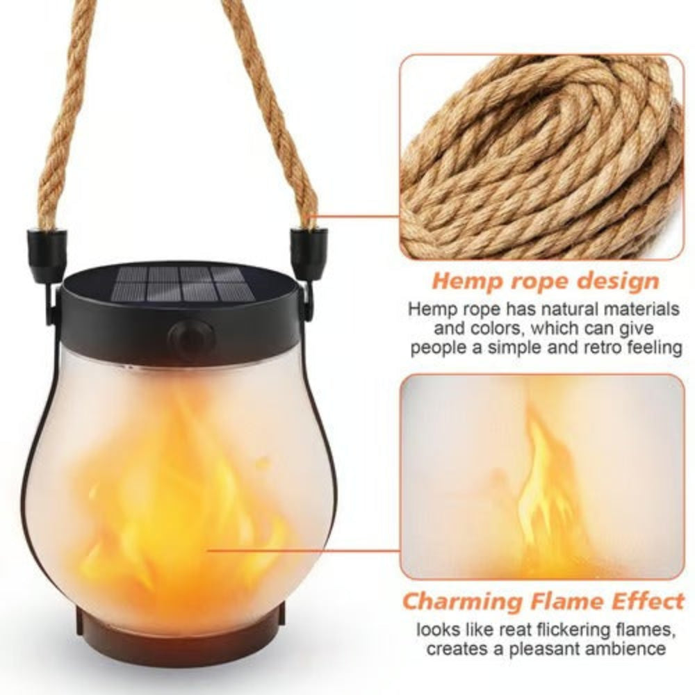 Outdoor Lantern Flickering Flame Solar & USB Rechargeable