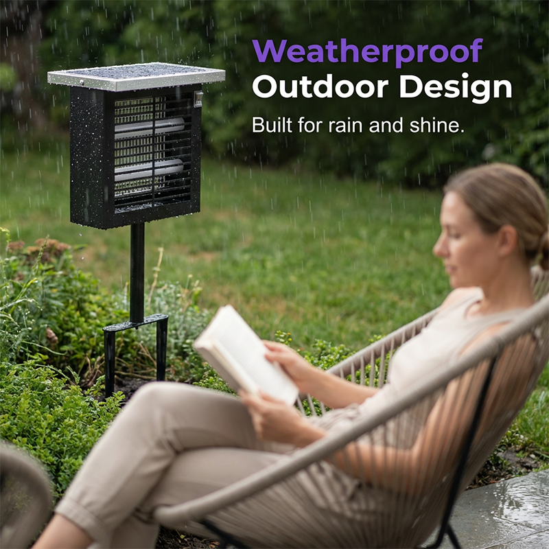 Outdoor Mosquito Zapper Solar-Powered UV Light Weatherproof