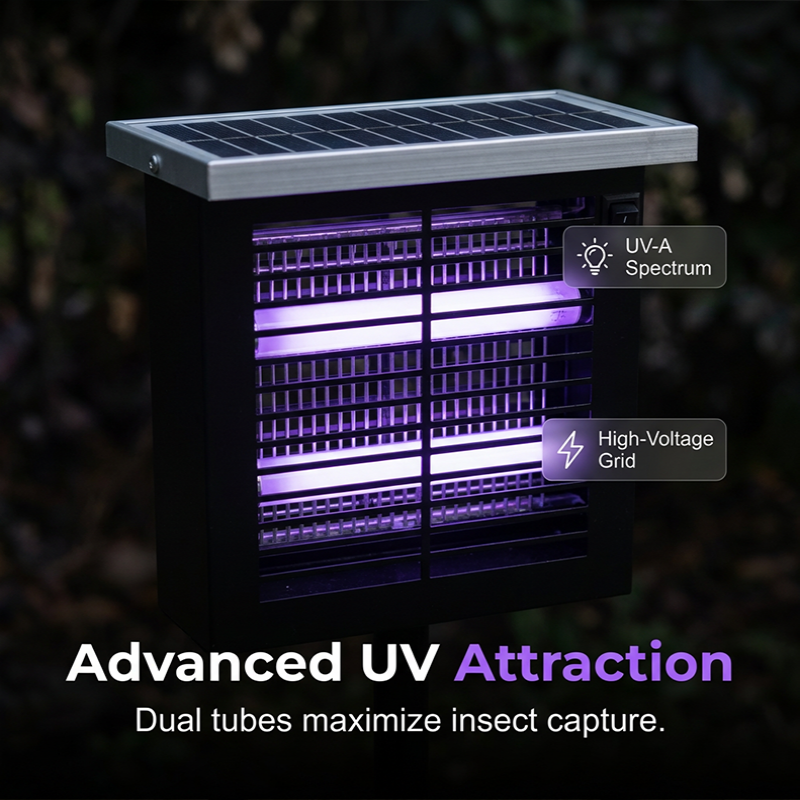 Outdoor Mosquito Zapper Solar-Powered UV Light Weatherproof