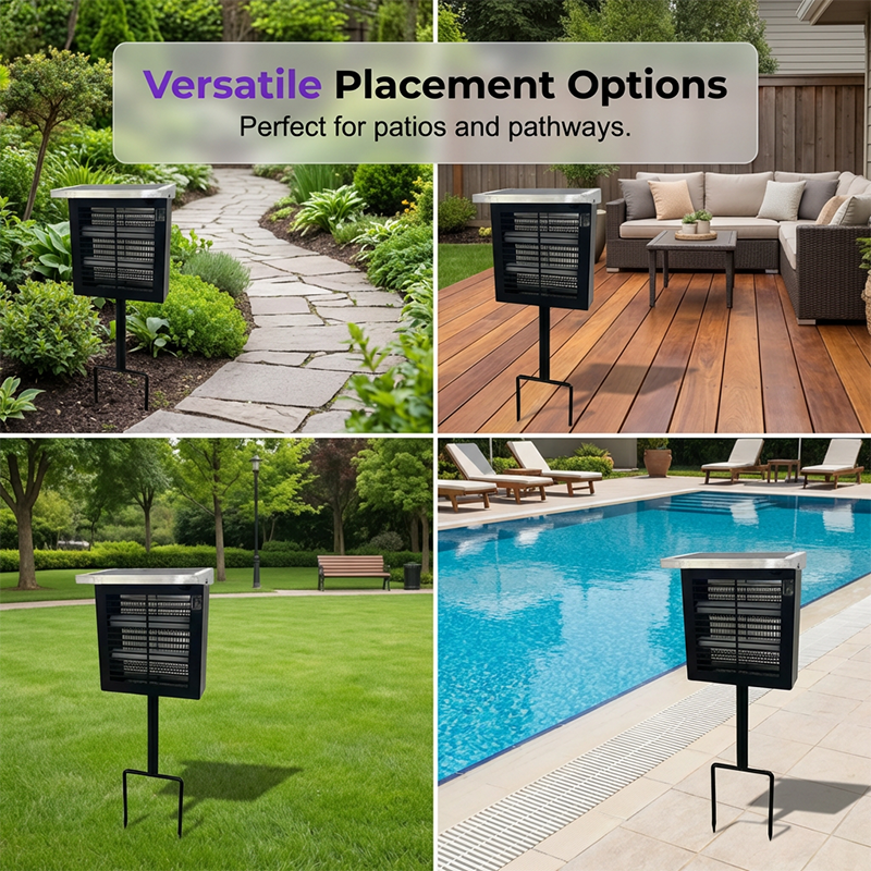 Outdoor Mosquito Zapper Solar-Powered UV Light Weatherproof