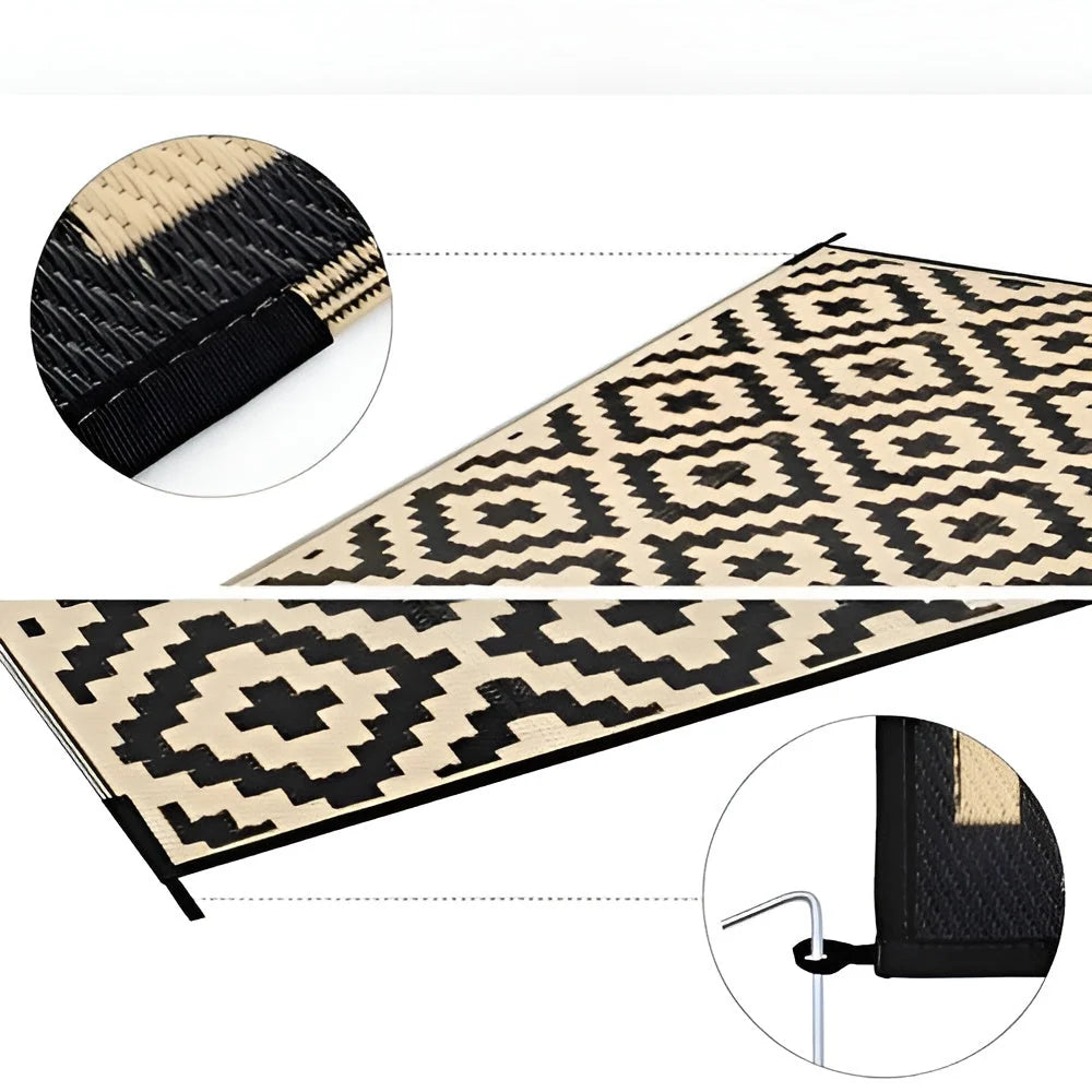 Outdoor Rug Reversible Geometric Design Slip-Resistant & UV-Resistant