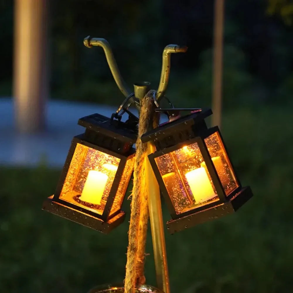 Outdoor Solar Lantern Flickering LED Waterproof Hanging Hook