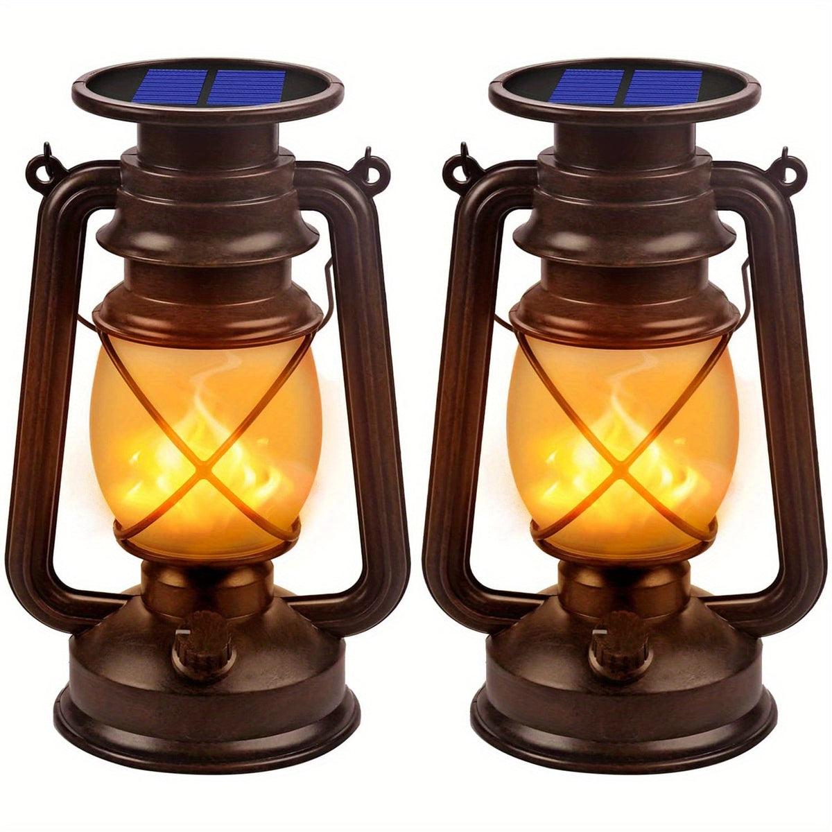 Outdoor Solar Lanterns Flickering Flame & Weather-Resistant