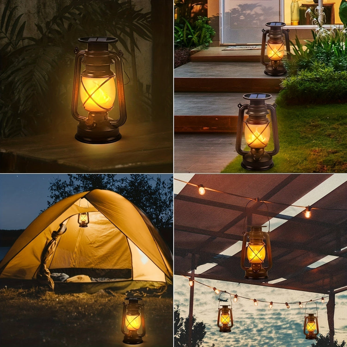 Outdoor Solar Lanterns Flickering Flame & Weather-Resistant
