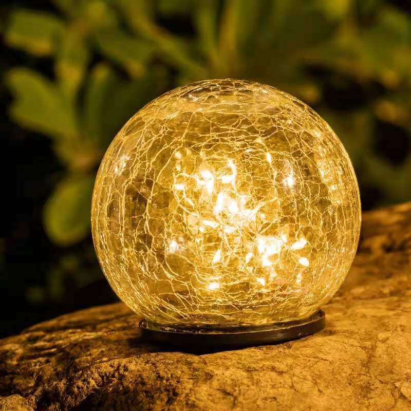 Outdoor Solar Light Shatterproof Crackle Glass Warm White