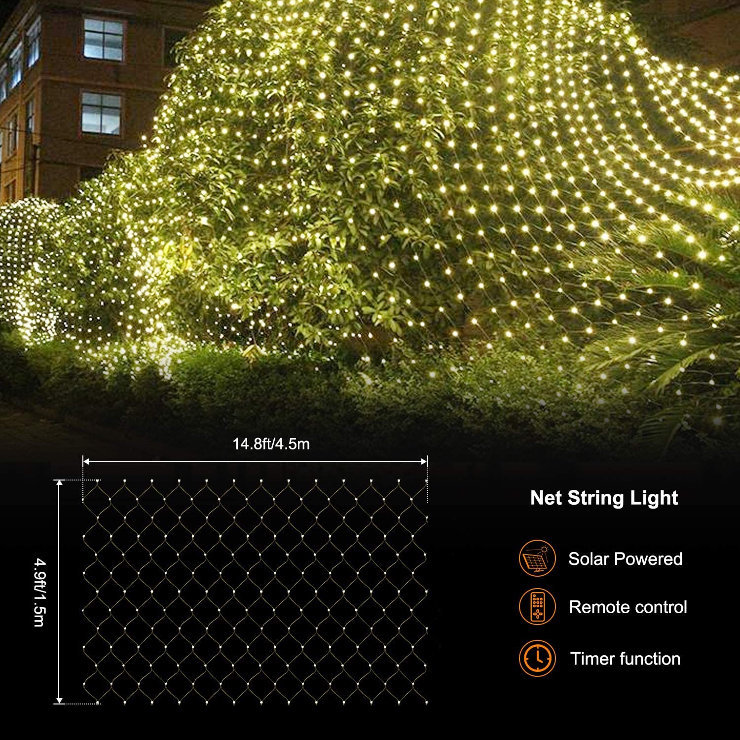 Outdoor Solar Net Light Copper Wire IP44
