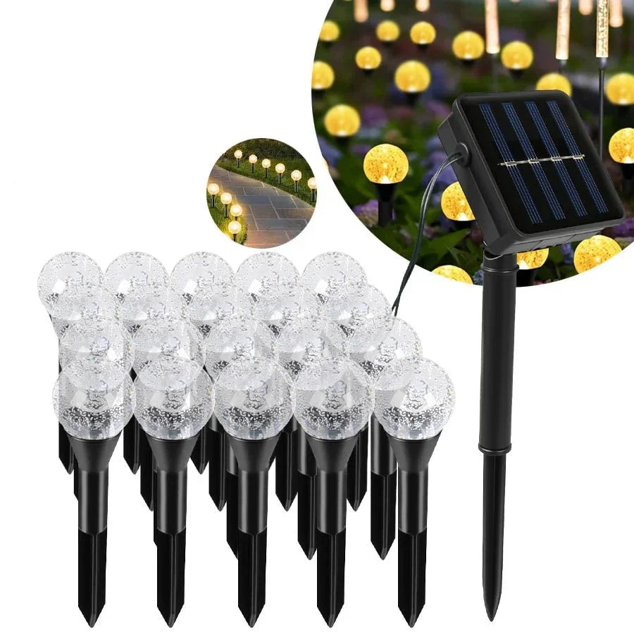 Outdoor Solar String Lights 20 Warm White LEDs Weatherproof