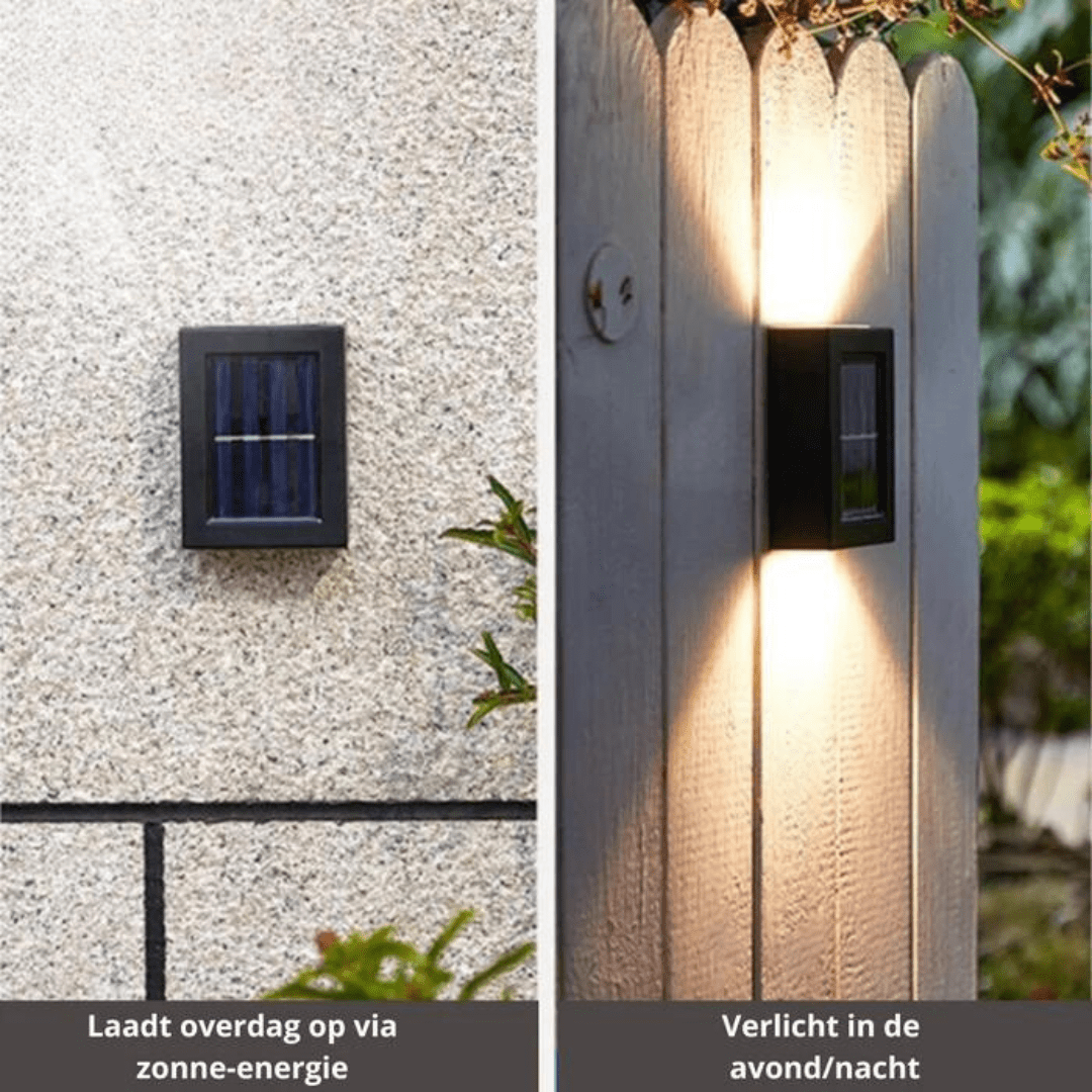 Outdoor Solar Wall Light Automatic Dusk-to-Dawn Set of 4