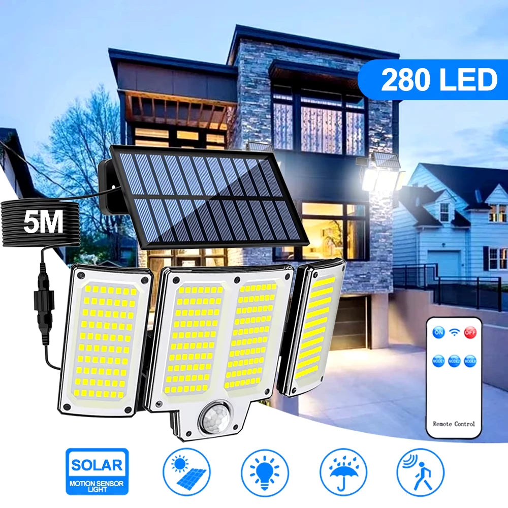 Outdoor Solar Wall Light Motion Sensor 180 Degree Adjustable