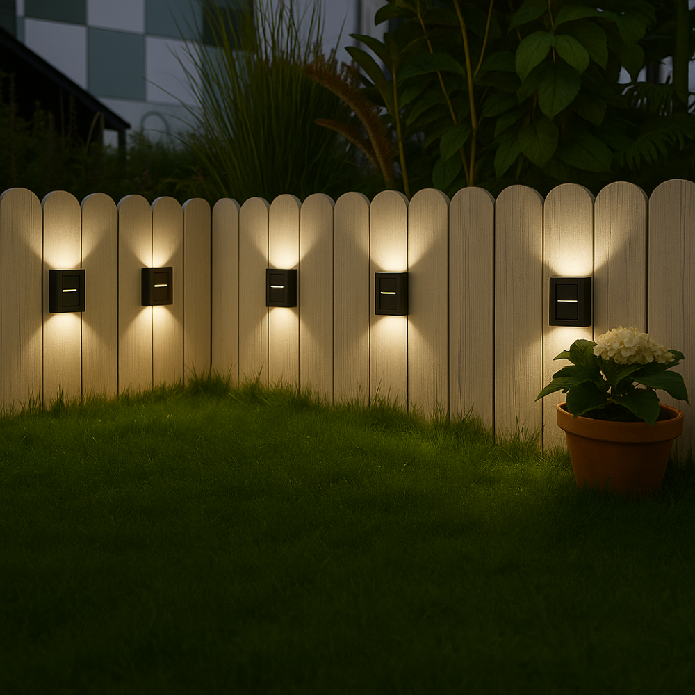 Outdoor Solar Wall Light Warm Bidirectional Set of 4