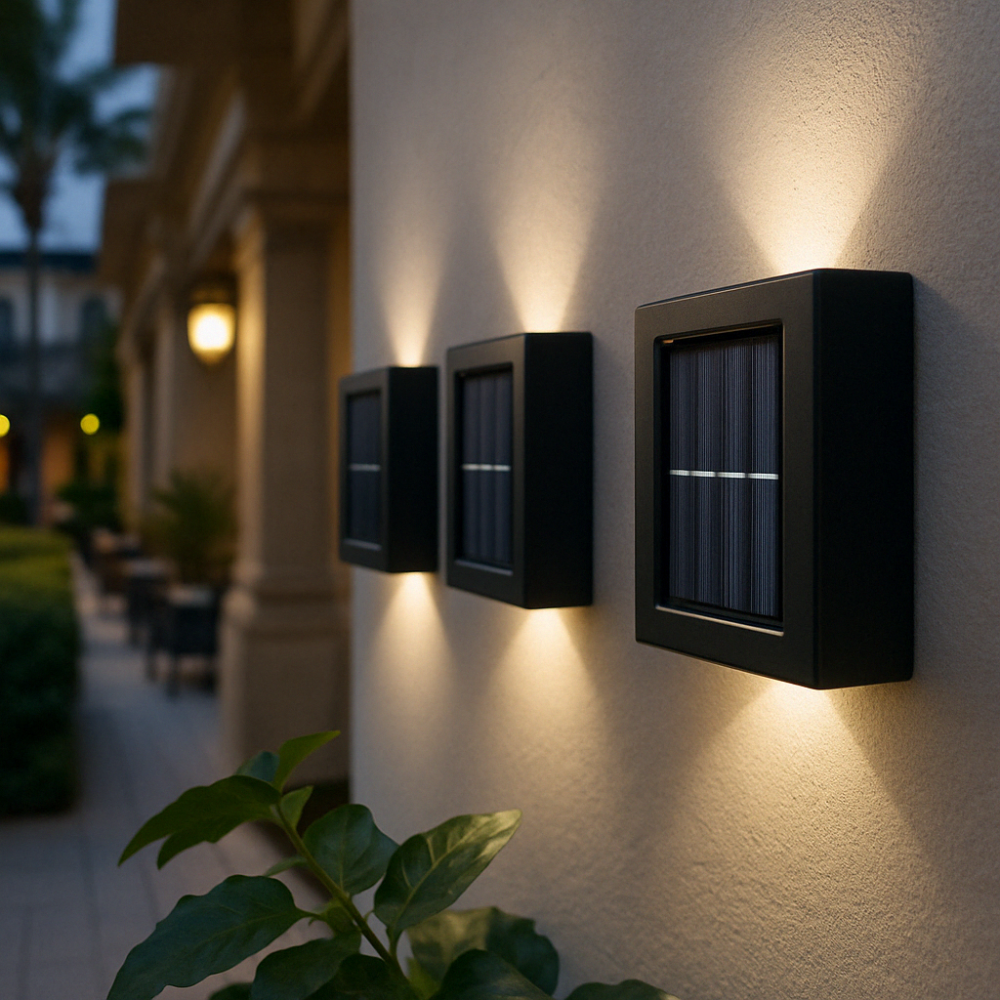 Outdoor Solar Wall Light Warm Bidirectional Set of 4