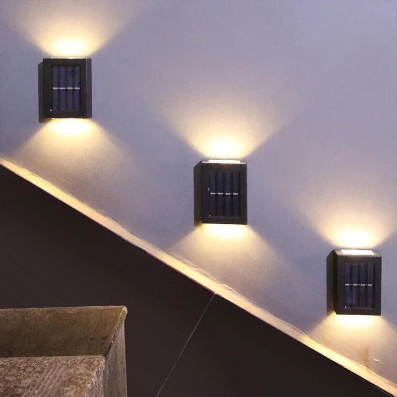 Outdoor Solar Wall Light Warm Bidirectional Set of 4