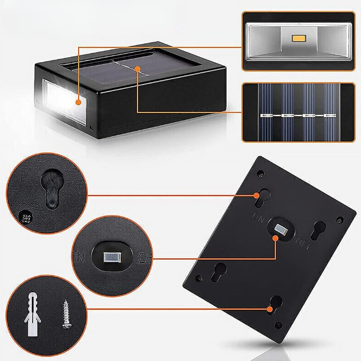 Outdoor Solar Wall Light Warm White Bidirectional LEDs