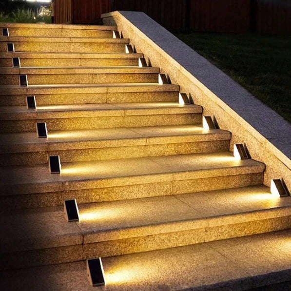 Outdoor Step Lights Solar-Powered Warm White IP67 Waterproof