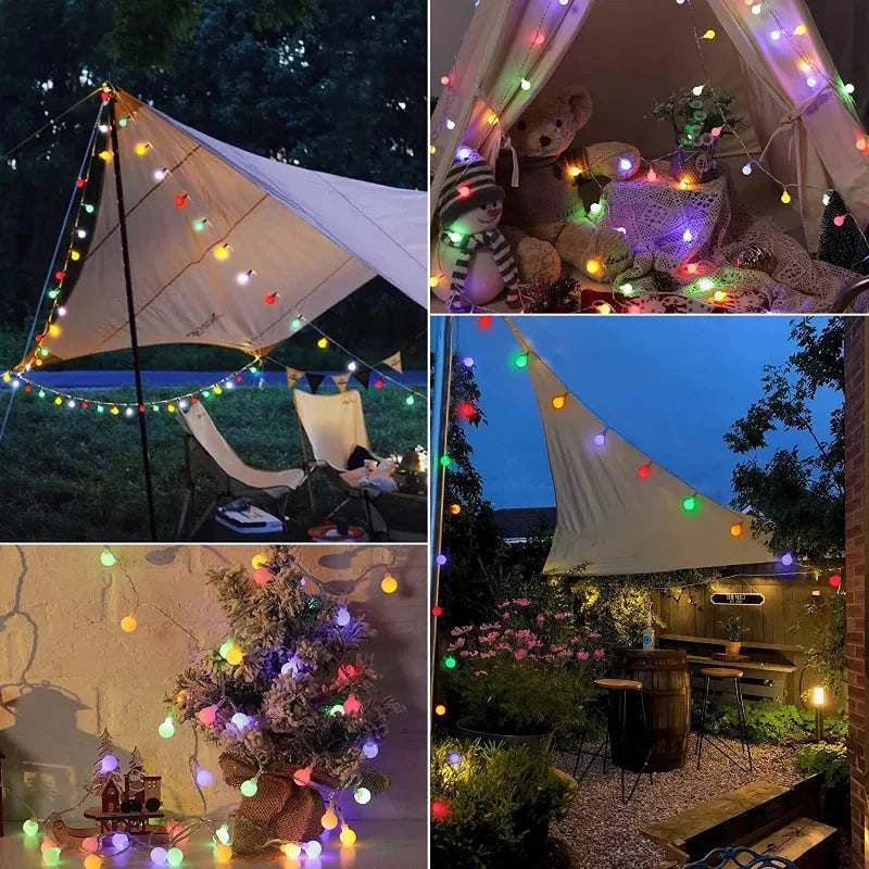 Outdoor String Lights Solar Adjustable Panel IP65