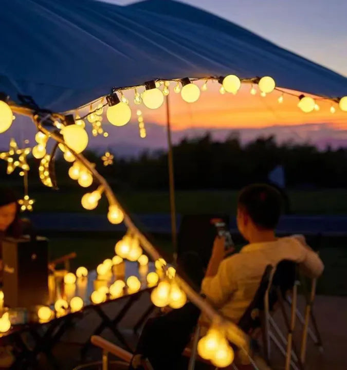 Outdoor String Lights Solar Dusk-To-Dawn Weatherproof IP65