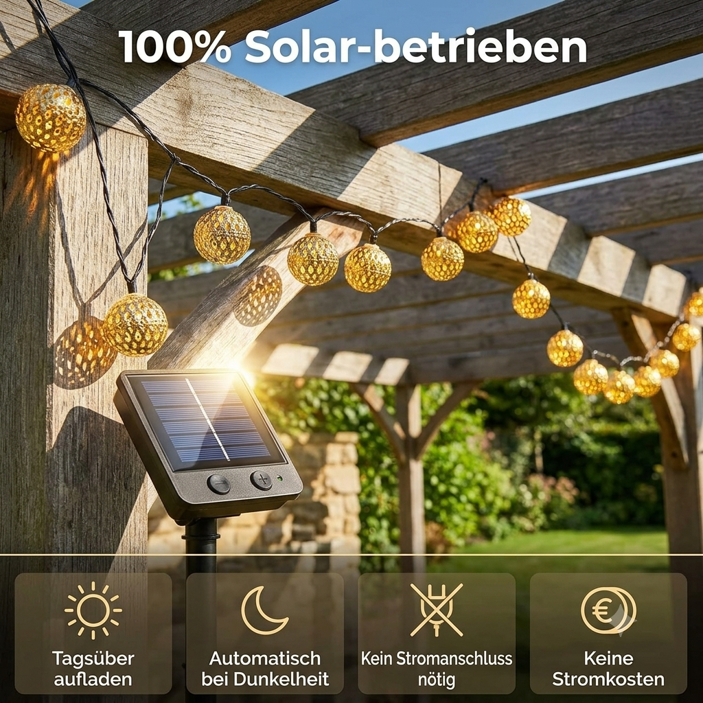 Outdoor String Lights Solar Moroccan Stainless Steel