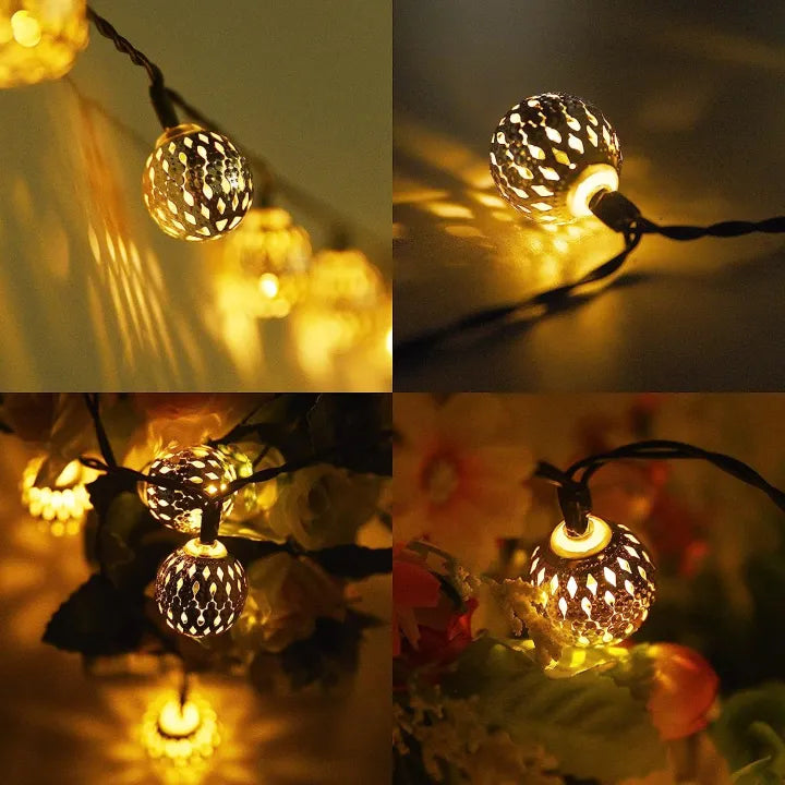 Outdoor String Lights Solar Moroccan Stainless Steel