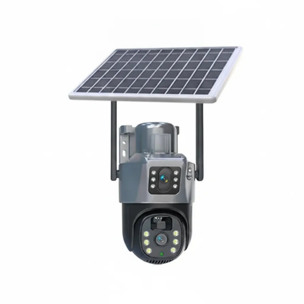 Outdoor Surveillance Camera 4K Dual Lens PTZ Solar Powered