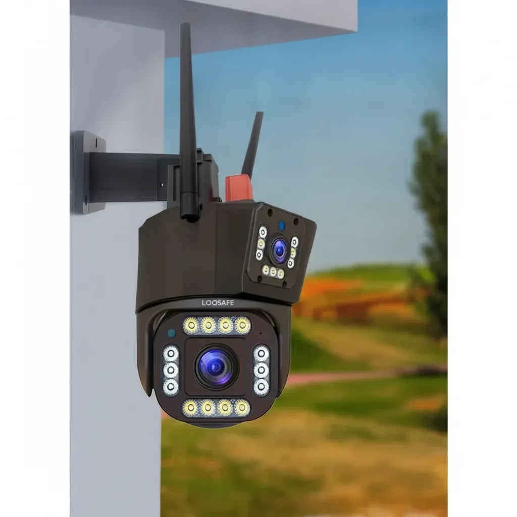 Outdoor Surveillance Camera 4K Dual Lens PTZ Solar Powered