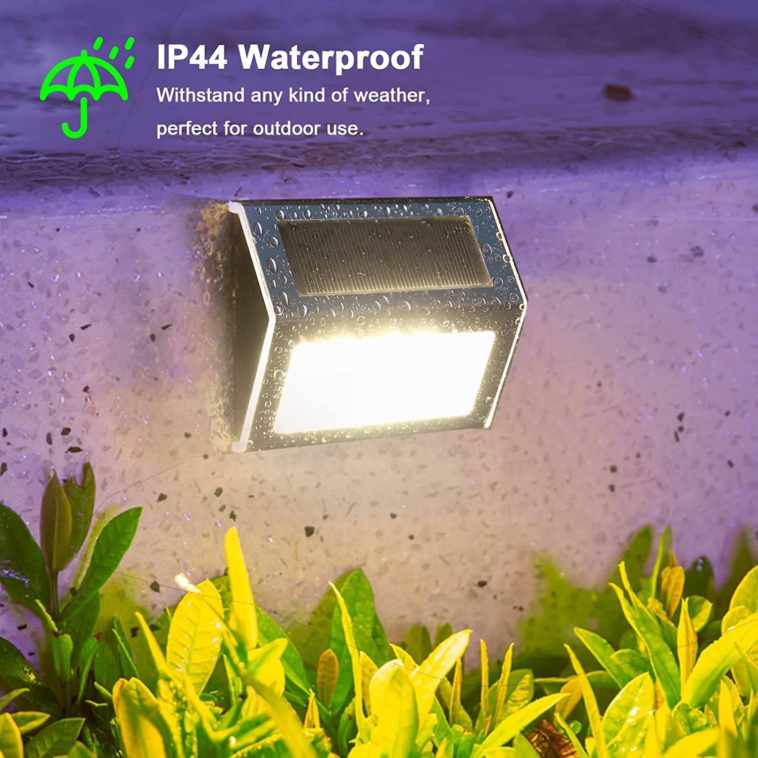 Outdoor Wall Light Solar Dusk-to-Dawn Weatherproof Stainless Steel