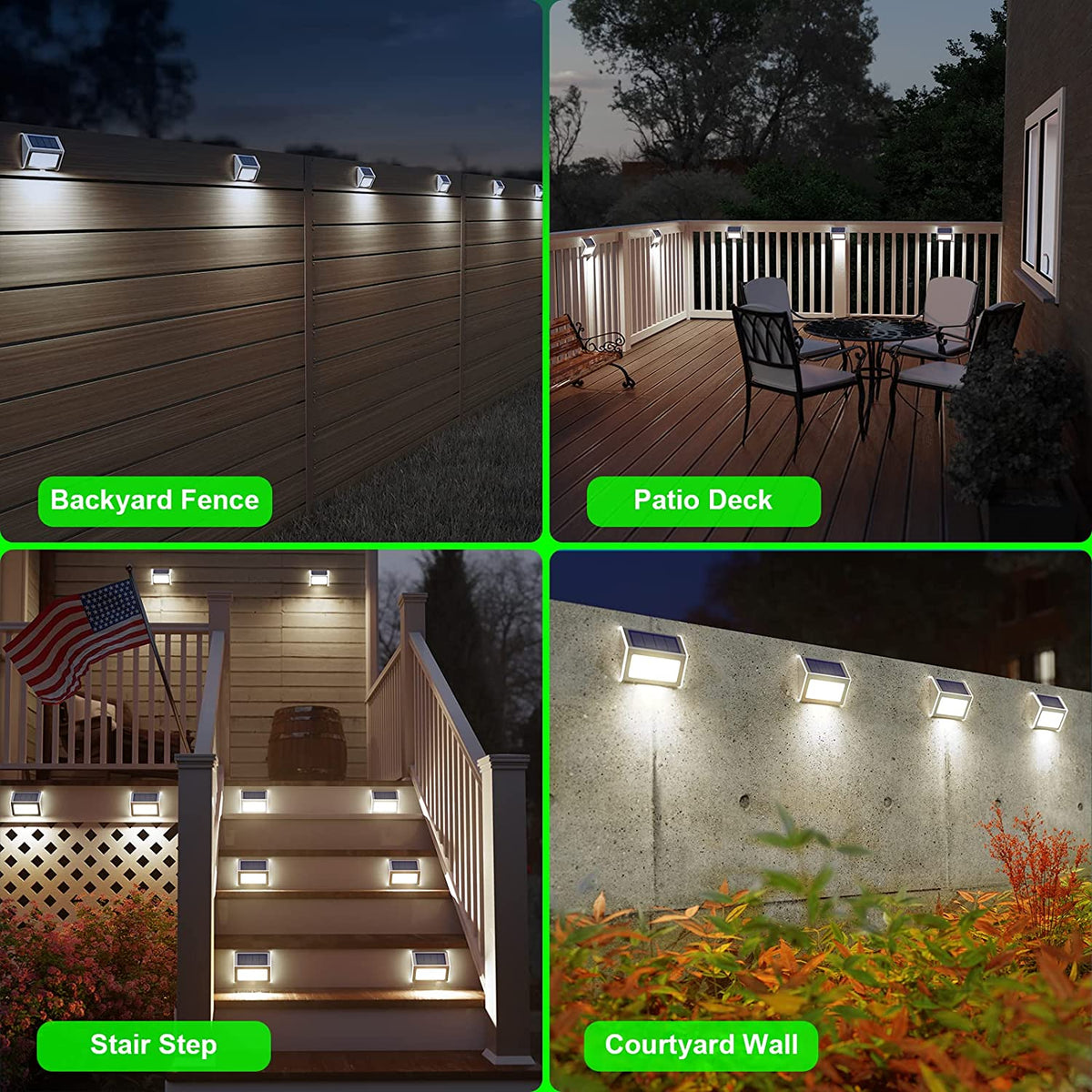 Outdoor Wall Light Solar Dusk-to-Dawn Weatherproof Stainless Steel