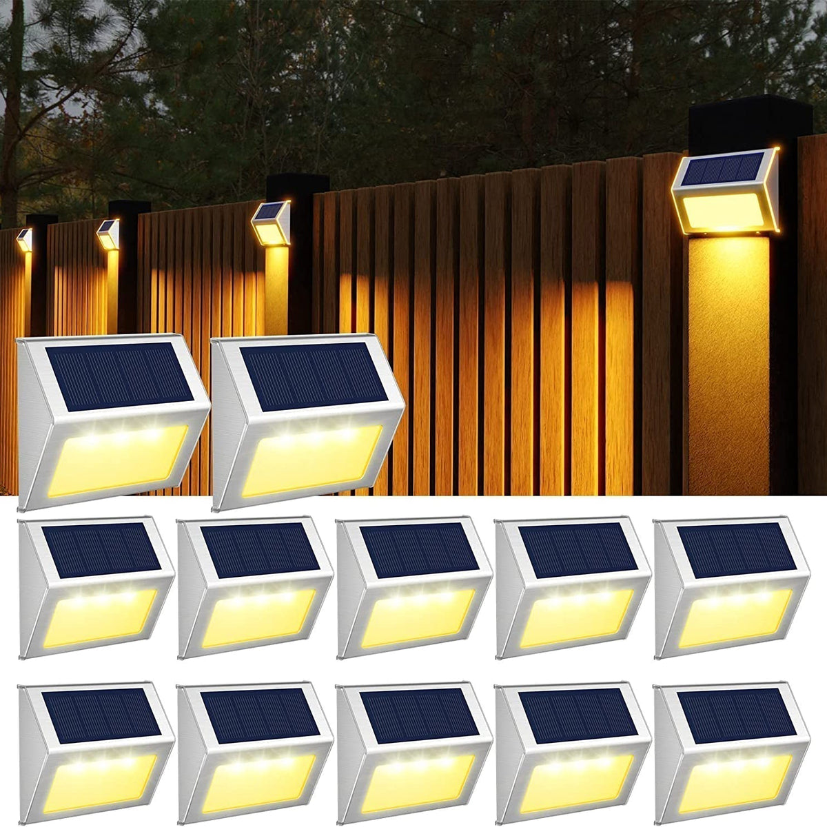 Outdoor Wall Light Solar Dusk-to-Dawn Weatherproof Stainless Steel