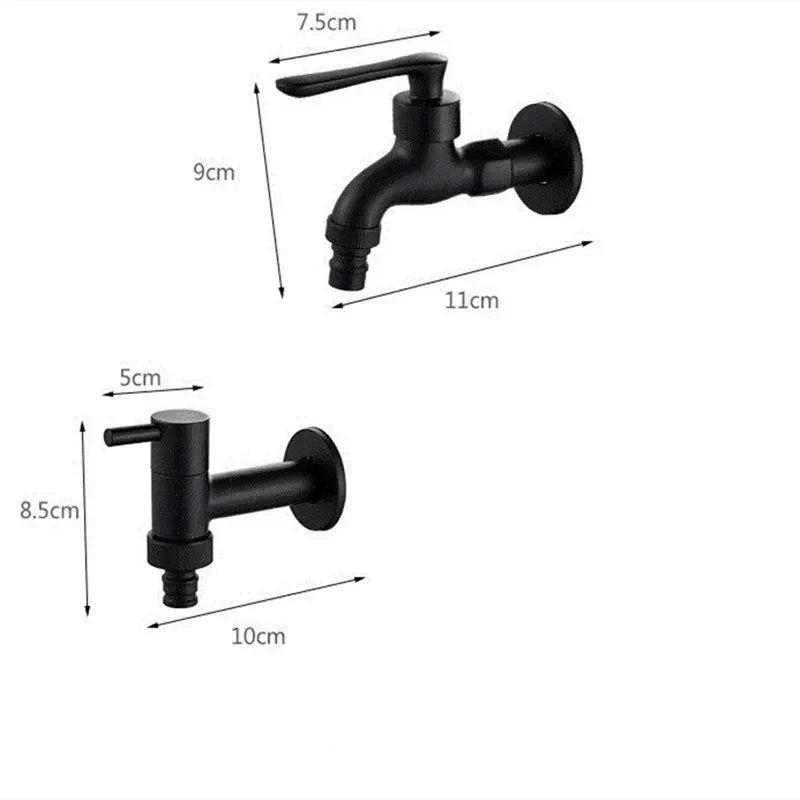 Outdoor Wall Tap Brass Matte Black Steel Lever
