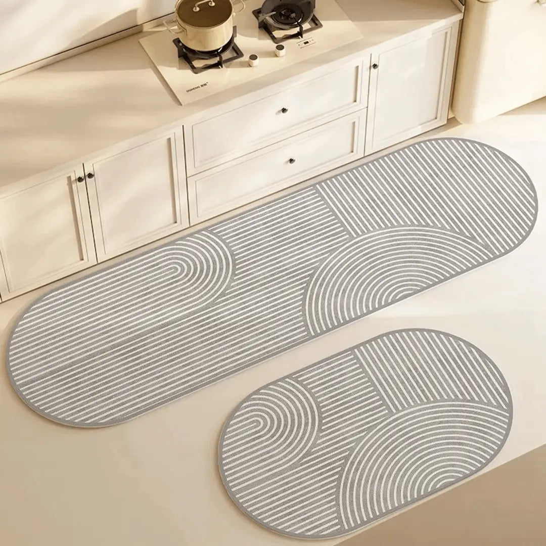 Oval Kitchen Mat Ultra-Absorbent Microfiber & Non-Slip Backing