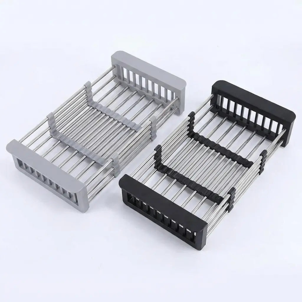 Over-Sink Draining Basket Adjustable Stainless Steel & Non-Slip Pads