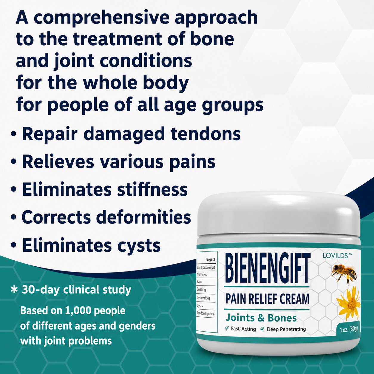 Pain Relief Cream Bee Venom Warming & Fast-Absorbing