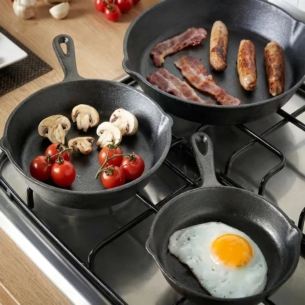 Pan Set Cast Iron Induction Oven-Safe Set of 3