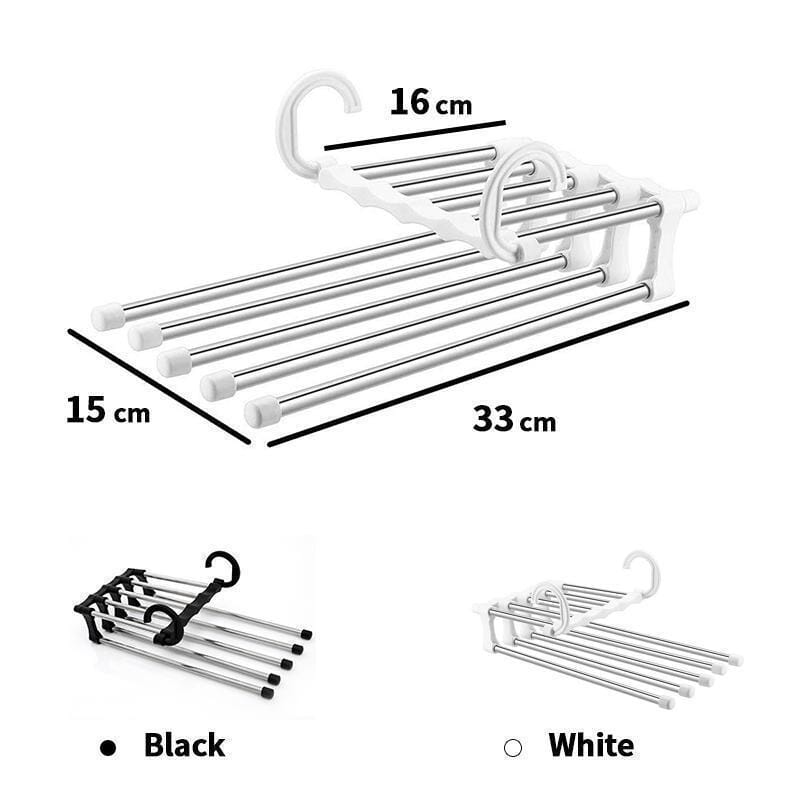 Pants Hanger Extendable Five-Rod Stainless Steel & Non-Slip Caps
